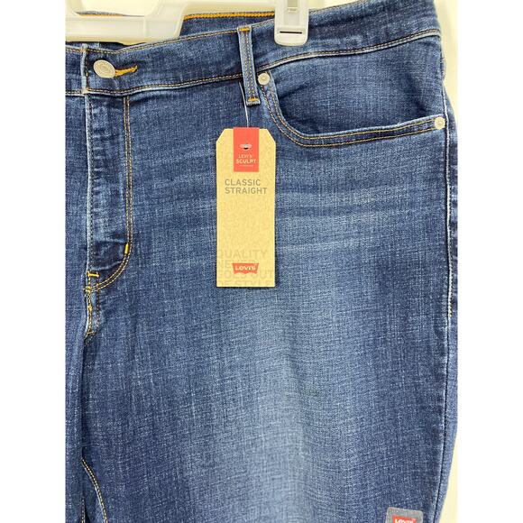 Levi's Womens 414 Classic Straight Blue Denim Jeans NEW 24W Short - Picture 3 of 11